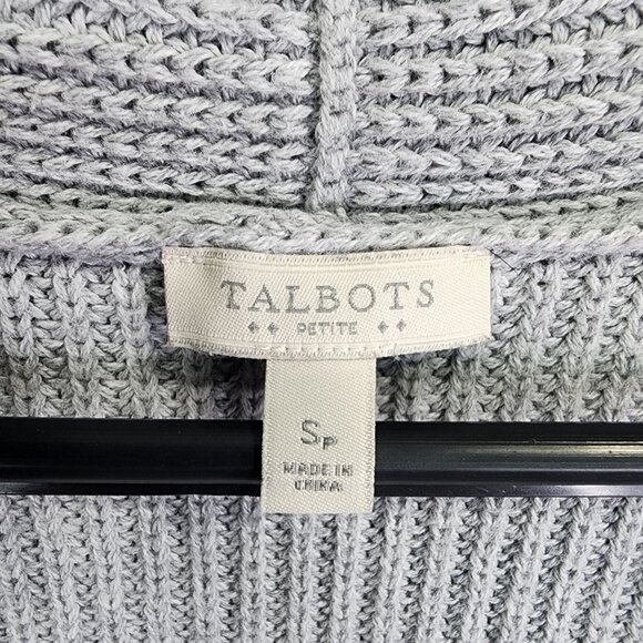 Womens Gray Talbots Petite Cable Knit Open Front Cardigan Vest Sweater Size SP - Picture 5 of 10